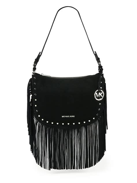 michael kors fringe purse black|black Michael Kors purse crossbody.